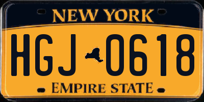 NY license plate HGJ0618