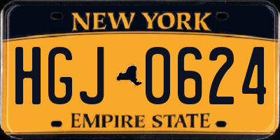 NY license plate HGJ0624