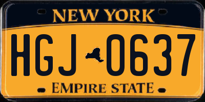 NY license plate HGJ0637