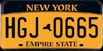 NY license plate HGJ0665