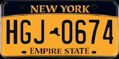 NY license plate HGJ0674