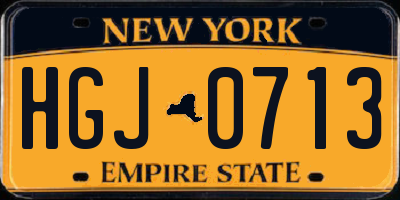 NY license plate HGJ0713