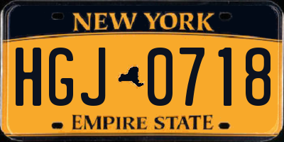 NY license plate HGJ0718