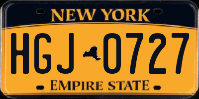 NY license plate HGJ0727