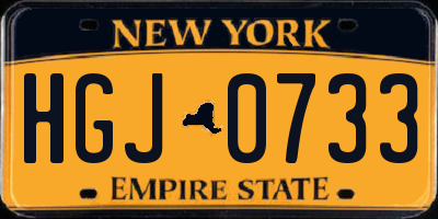 NY license plate HGJ0733