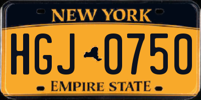 NY license plate HGJ0750