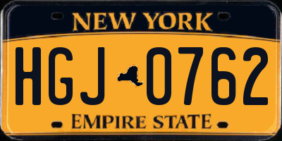 NY license plate HGJ0762