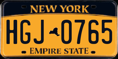 NY license plate HGJ0765