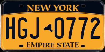NY license plate HGJ0772