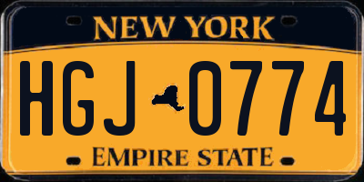NY license plate HGJ0774