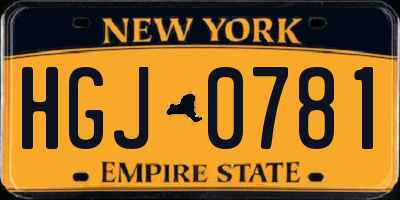 NY license plate HGJ0781
