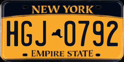NY license plate HGJ0792