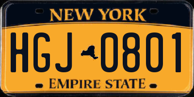 NY license plate HGJ0801
