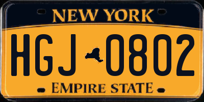 NY license plate HGJ0802