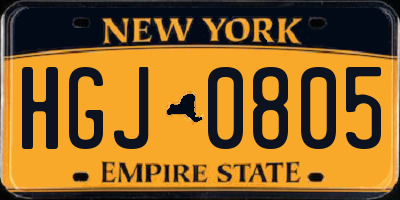 NY license plate HGJ0805