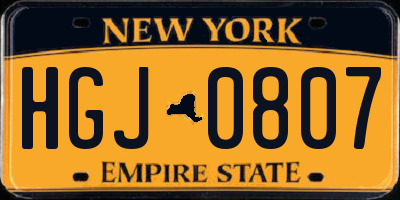 NY license plate HGJ0807
