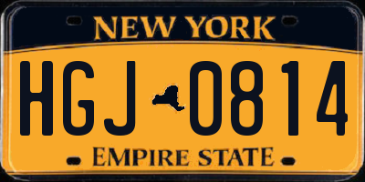 NY license plate HGJ0814