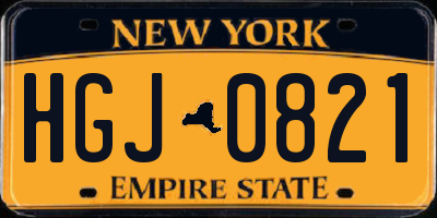 NY license plate HGJ0821