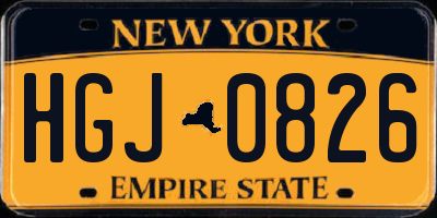 NY license plate HGJ0826