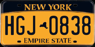 NY license plate HGJ0838