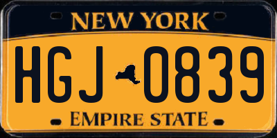 NY license plate HGJ0839