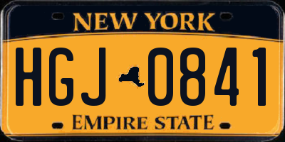 NY license plate HGJ0841
