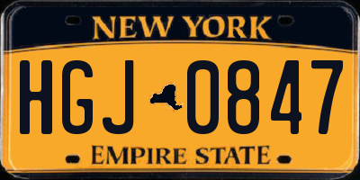 NY license plate HGJ0847