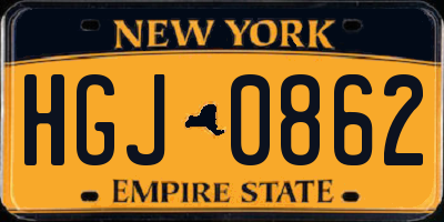 NY license plate HGJ0862