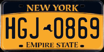 NY license plate HGJ0869
