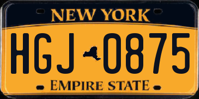 NY license plate HGJ0875