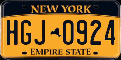 NY license plate HGJ0924