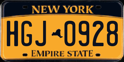 NY license plate HGJ0928