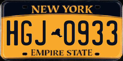 NY license plate HGJ0933