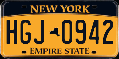 NY license plate HGJ0942