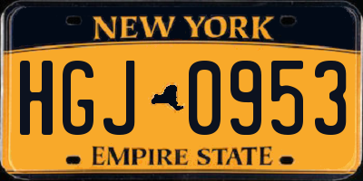NY license plate HGJ0953