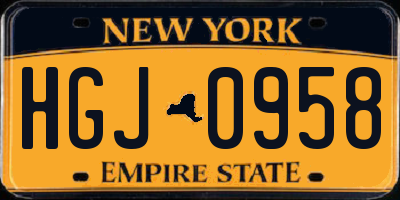 NY license plate HGJ0958