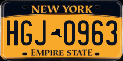 NY license plate HGJ0963