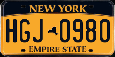 NY license plate HGJ0980