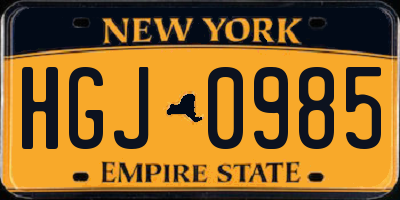NY license plate HGJ0985