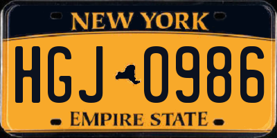 NY license plate HGJ0986