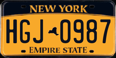 NY license plate HGJ0987