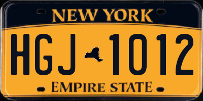 NY license plate HGJ1012