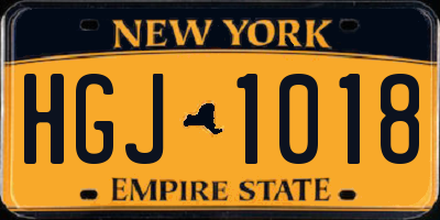 NY license plate HGJ1018