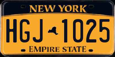 NY license plate HGJ1025