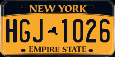 NY license plate HGJ1026