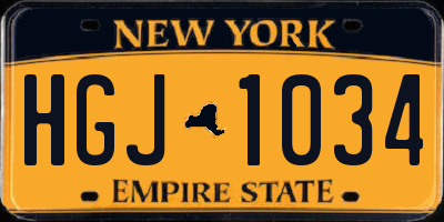 NY license plate HGJ1034