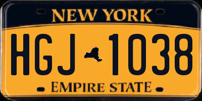 NY license plate HGJ1038