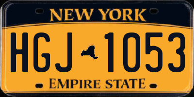 NY license plate HGJ1053
