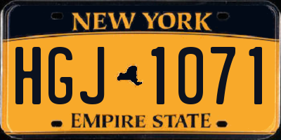 NY license plate HGJ1071