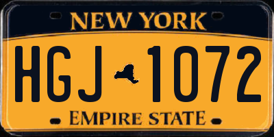 NY license plate HGJ1072